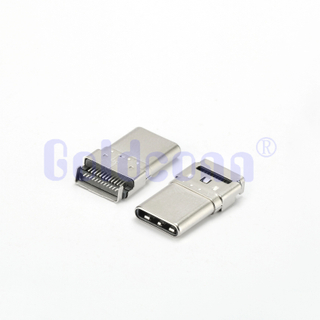 CM416-001SLB02U Type C TID USB 16 PIN Male Connector with EMI,Splint,Stretch