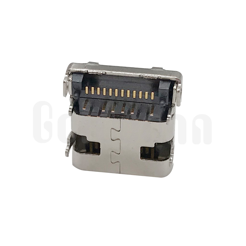 ACF002-4A1H1A103-OHR Type C USB 16PIN Female Single Row Sinking Plate 2.1-6