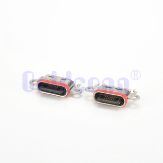 CF292-16NB12R-F5 Type C USB 16PIN Female Connector Waterproof,Sink,Exposed Tongue,With Screw Hole Cover