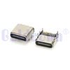 TYPE C Female 24PIN DIP+SMT, With Metal Upper Cover, Solder, Top Mount
